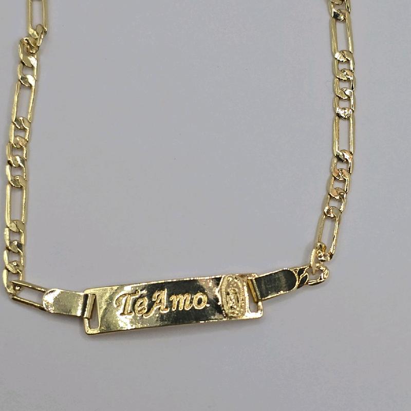 TE AMO WITH VIRGIN MARY id bracelet style figaro gold-plated 8