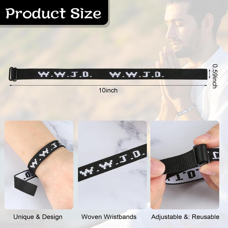 5 10 Pack WWJD Bracelet for Women and Men (Unisex) Christmas Gift for Family - Random Color