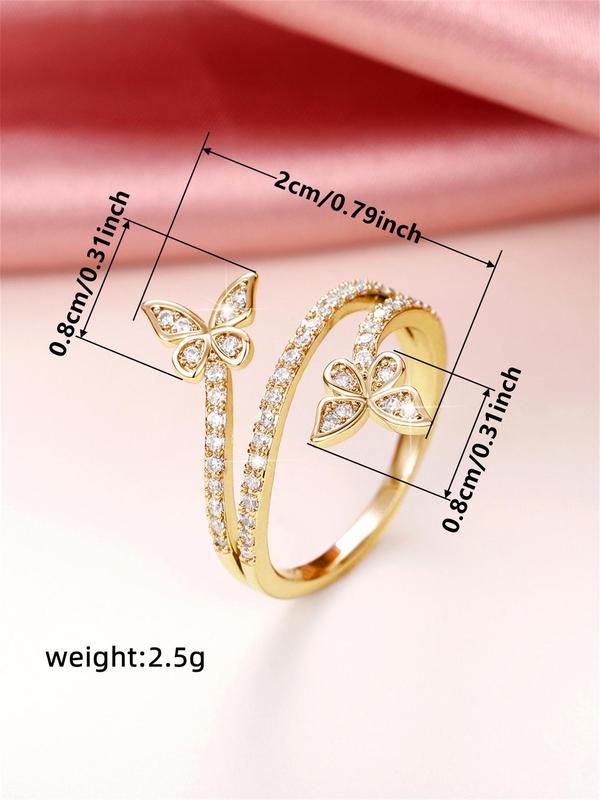 Butterfly Design Rhinestone Decorated Ring, Fashion Accessories for Women for Party, Daily Clothing Decor, Wedding Engagement Anniversary Party Jewelry Gifts, for Fall Fall