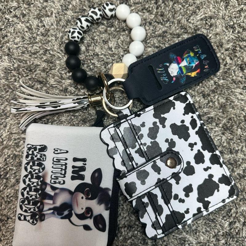 Cow Print Wallet Keychain - Stylish and Practical Accessory for Keys and Cards perfect gift beaded keychains chic gorgeous keychain gift