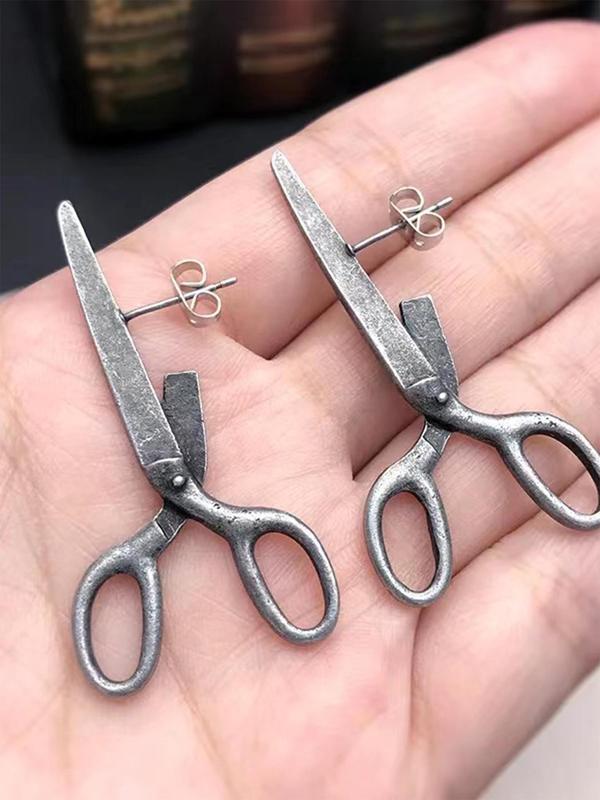 Punk Style Scissor Shaped Earrings, 1 Pair Unisex Fashionable Earrings, Fashion Jewelry for Party, Daily Clothing Decor, Trendy All-match & Exquisite Jewelry for Birthday Gift