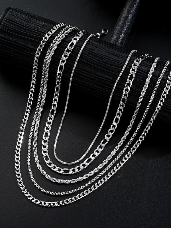 Men's Rope Chain Necklace, Casual Street Hip Hop Cuban Chain Necklace, Punk Jewelry for Fall Festival Party, Daily Clothing Decor, Trendy All-match & Exquisite Jewelry, for Fall