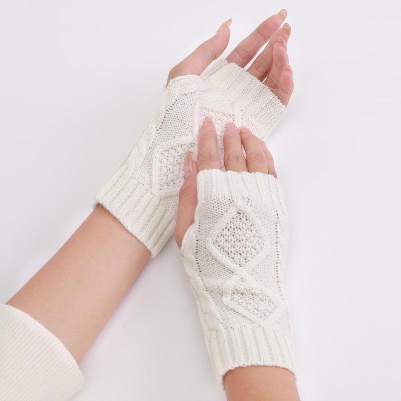 Knitted Half-finger Gloves for Women, 1 Pair Casual Winter Warm Gloves, Fashionable Outdoor Sports Fingerless Gloves for Autumn and Winter, Winter Outdoor Accessories, Gym Accessories