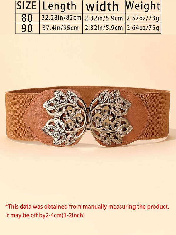 Retro Flower Buckle Decorative Belt, Elegant Plain Fashion Belt for Women, Daily Versatile Casual Belt for Dresses