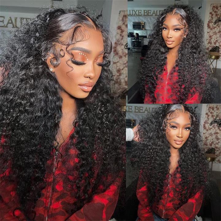 Amanda Hair Glueless Curly Human Hair Wig 13x4 Frontal lace 6x4 closure Long Curly Water Wave Wig