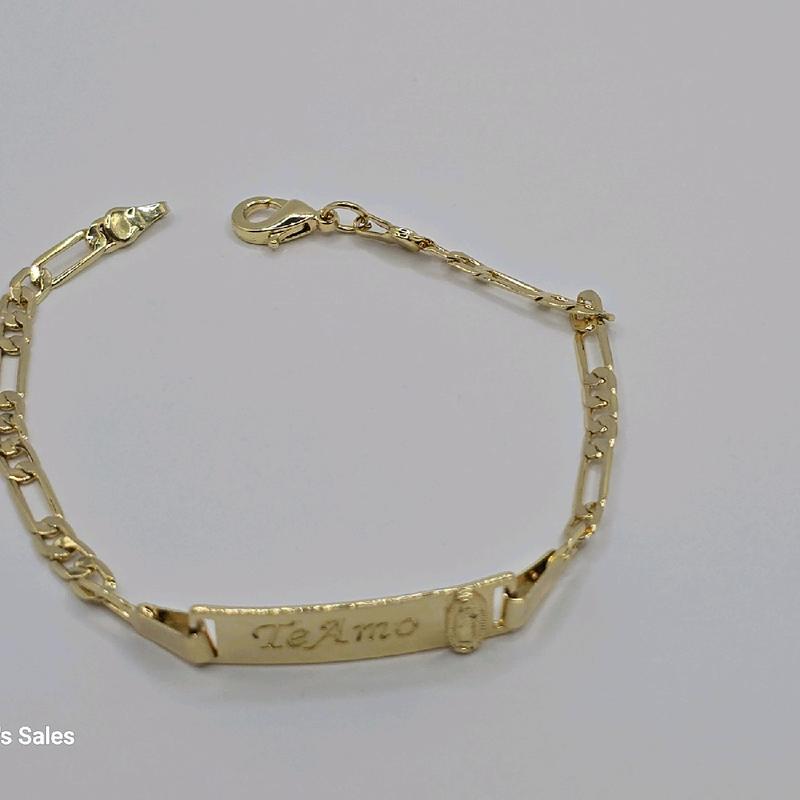 TE AMO WITH VIRGIN MARY id bracelet style figaro gold-plated 8