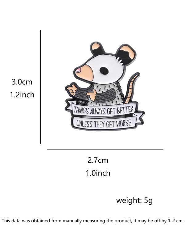 Cartoon Mouse & Letter Design Brooch, Punk Clothes Badge, Fashion Accessories for Men & Women