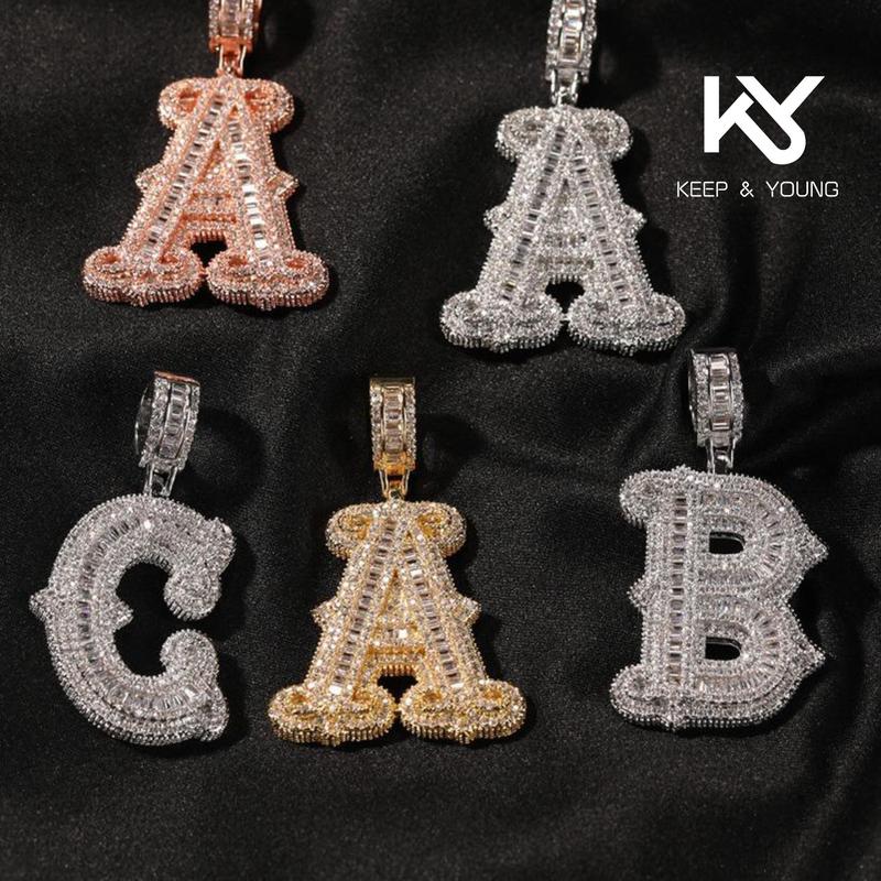 K&Y Valentine  Mens Ladies Couple Alphabet Pendant, Hip Hop Alphabet A B C D Gift Boyfriend Girlfriend  Gift