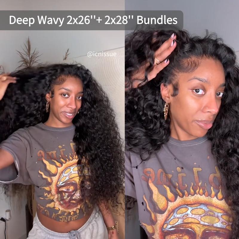 [Cyber Monday] Ashine Vacation Hair Brazilian Virgin 100% Human Hair Deep Wave Deep Curly Bundles Sew In Quick Weave Ponytail Closure Extensions