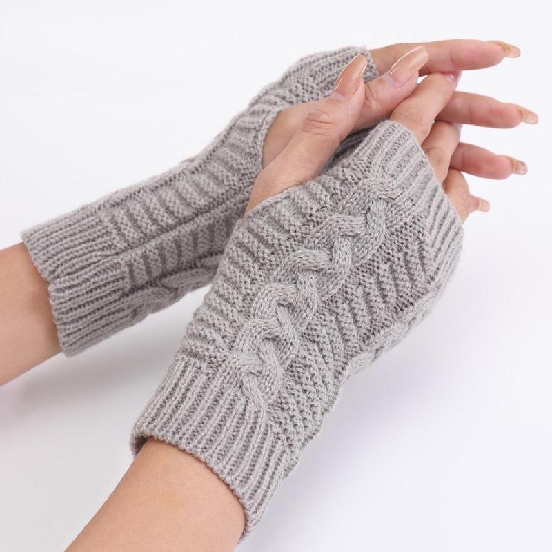 Knitted Half-finger Gloves for Women, 1 Pair Casual Winter Warm Gloves, Fashionable Outdoor Sports Fingerless Gloves for Autumn and Winter, Winter Outdoor Accessories, Gym Accessories