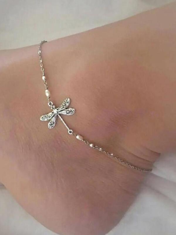 Women's Elegant Dragonfly Charm Anklet,  Trendy All-match Retro Anklet for Women & Girls, Vintage Body Jewelry As Gift for Party & Daily Decor