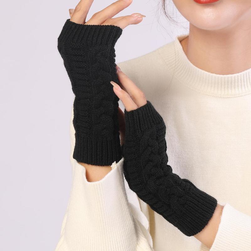 Knitted Half-finger Gloves for Women, 1 Pair Casual Winter Warm Gloves, Fashionable Outdoor Sports Fingerless Gloves for Autumn and Winter, Winter Outdoor Accessories, Gym Accessories