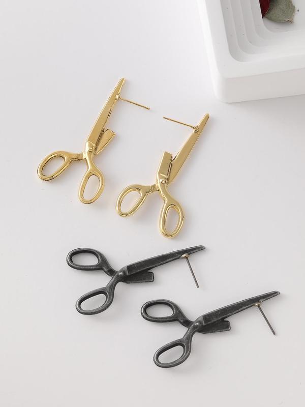 Punk Style Scissor Shaped Earrings, 1 Pair Unisex Fashionable Earrings, Fashion Jewelry for Party, Daily Clothing Decor, Trendy All-match & Exquisite Jewelry for Birthday Gift