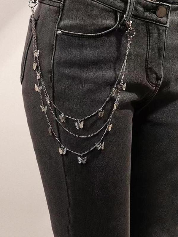 Butterfly Decor Multi-layer Pants Chain, Y2k Punk Trendy Waist Chain For Men & Women, Vintage Chic Fashion Accessories For Music Festival, Party Wear