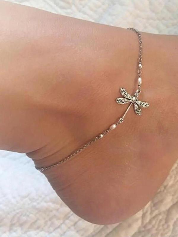 Women's Elegant Dragonfly Charm Anklet,  Trendy All-match Retro Anklet for Women & Girls, Vintage Body Jewelry As Gift for Party & Daily Decor