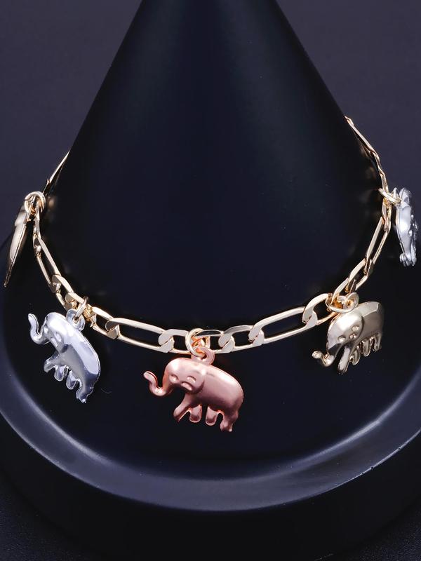 Elephant Charm Design Bracelet, Fashionable & Creative Elephant Themed Bracelet, Daily Wear for Men & Women, Trendy All-match & Exquisite Jewelry As Gift