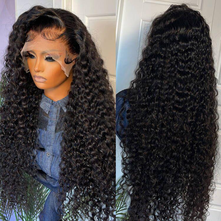 Amanda Hair Glueless Curly Human Hair Wig 13x4 Frontal lace 6x4 closure Long Curly Water Wave Wig