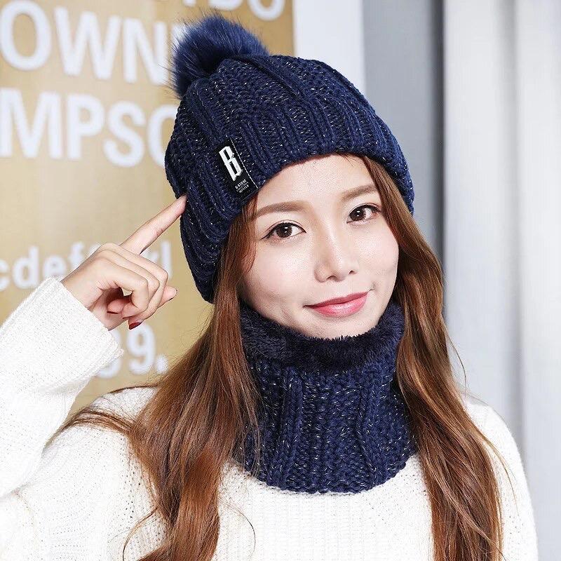 Female winter set:warm beanies and scarves for women  snow set hats