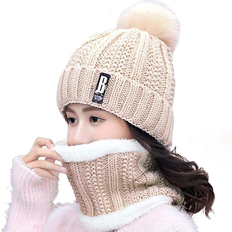 Female winter set:warm beanies and scarves for women  snow set hats