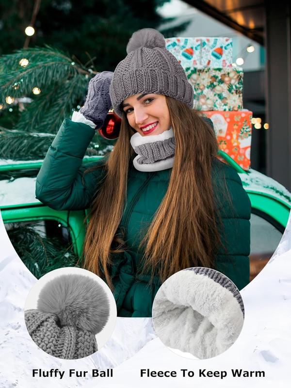 12 count Winter Beanie Hat Scarf Touchscreen Gloves Set Fleece Lined Knit Beanie Hat Neck Warmer Scarf for Men Women