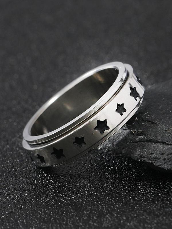 Unisex Cute Hollow out Star Decorated Ring,  Casual Trendy Ring, Fashionable Jewelry for Daily & Party Decoration