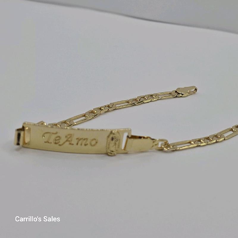 TE AMO WITH VIRGIN MARY id bracelet style figaro gold-plated 8