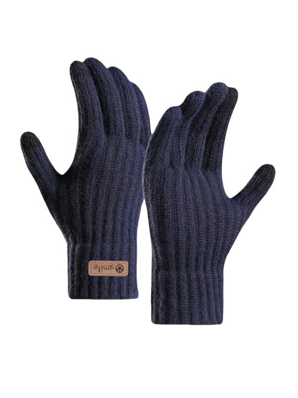 Men's Solid Finger Touch Screen Gloves, Casual Warm Gloves for Fall & Winter, Fashion Accessories for Men & Women