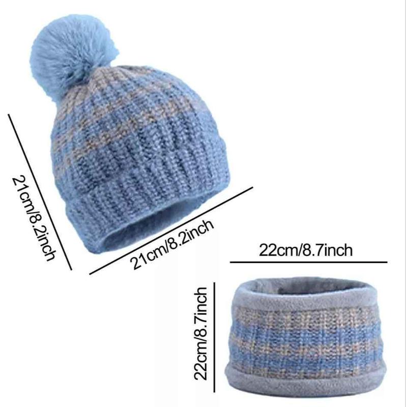 Winter knit beanie hat &scarf warm fleece lined cap neck warmer for men & women