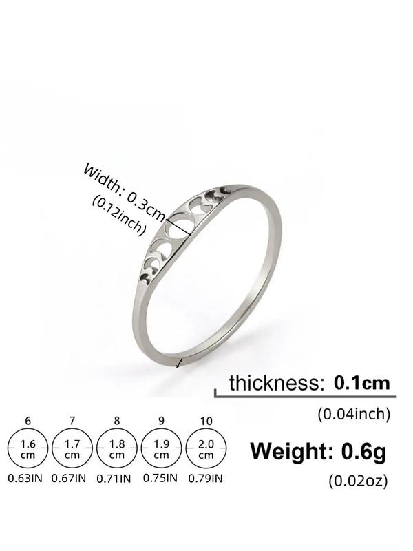 Women's Simple Sun & Moon Hollow Out Stainless Steel Ring, Fashion Accessories For Women, Girl's Temperament All-match Accessory