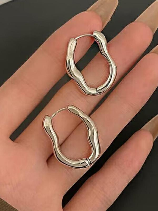 Minimalist Temperament Solid Color Hoop Earrings, 1 Pair Fashionable Jewelry for Women for Party, Daily Clothing Decor, Trendy All-match & Exquisite Jewelry for Birthday Gift