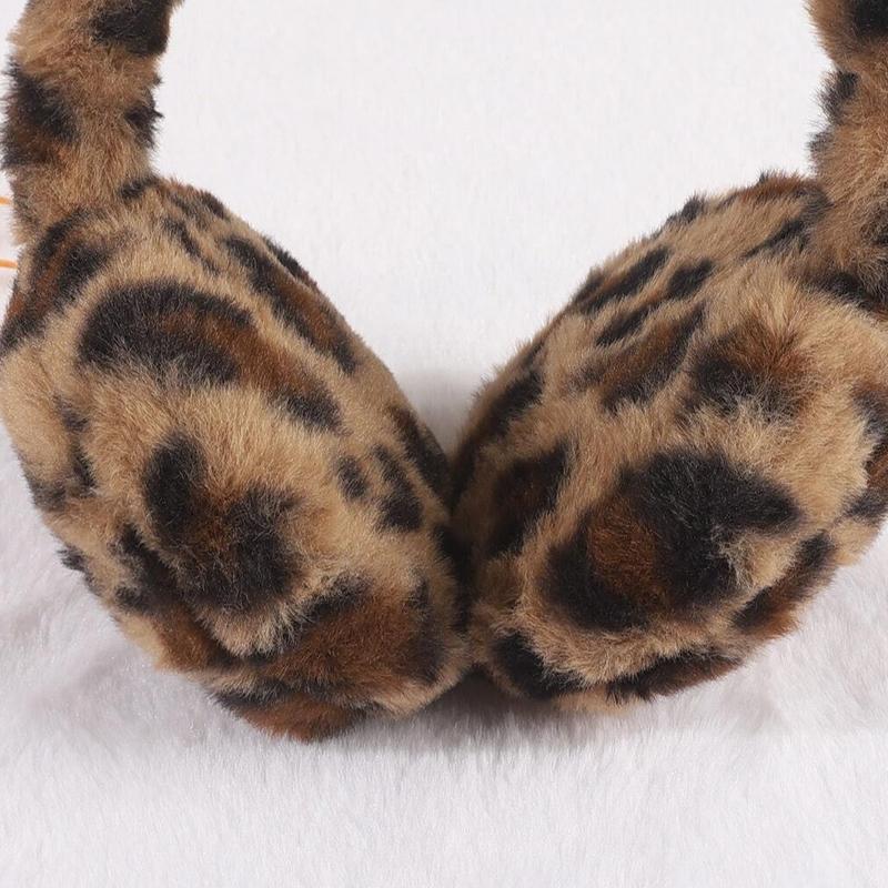 Leopard Pattern Fuzzy Earmuffs