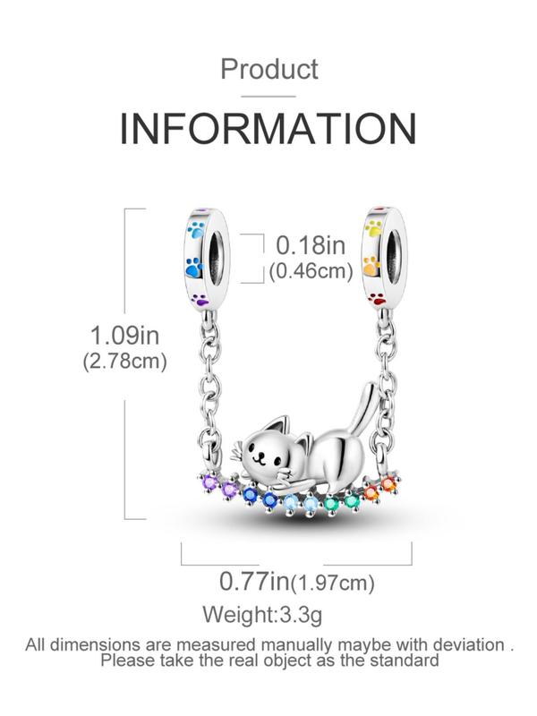 Creative Cute Cat Design Pendant, Rhinestone Decorated Pendant for Women & Girls, Fashion DIY Jewelry for Bracelet & Necklace Making