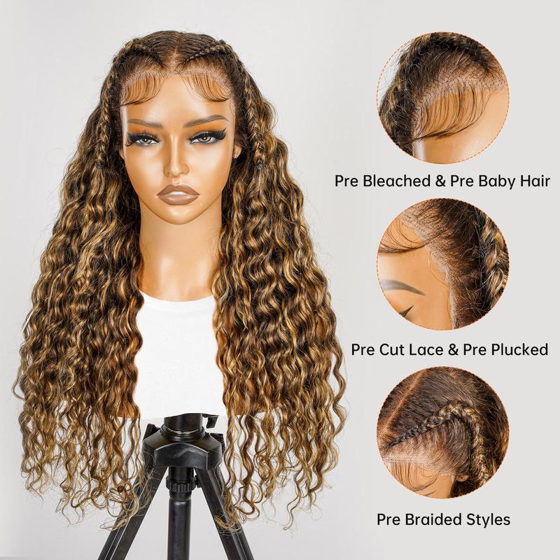 Wiggins Hair 13x6 Highlight P4 27 Colored Stylist Wig Pre Braided Ready To Go Loose Deep Lace Front Wig Pre Cut Lace Human Hair Braided Wig Beginners Glueless Wig