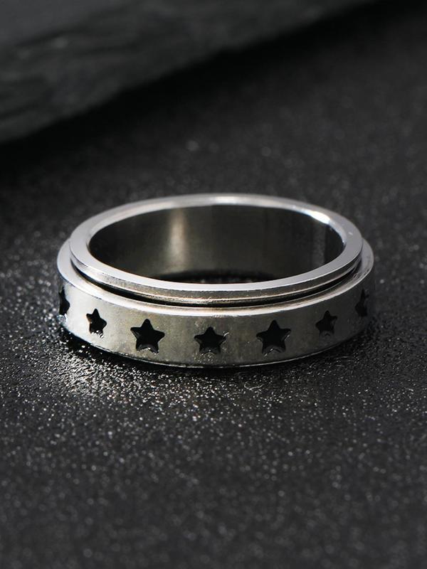 Unisex Cute Hollow out Star Decorated Ring,  Casual Trendy Ring, Fashionable Jewelry for Daily & Party Decoration