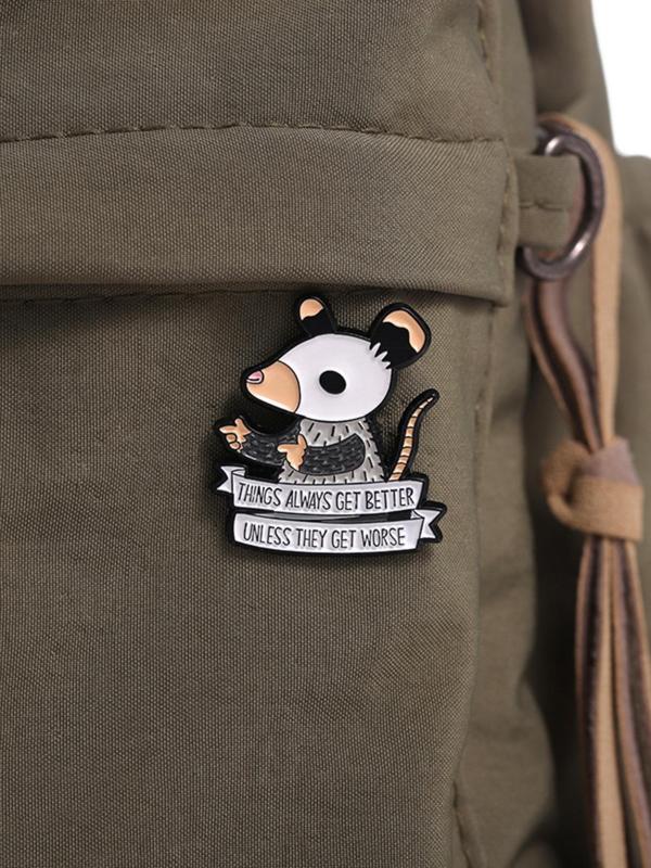 Cartoon Mouse & Letter Design Brooch, Punk Clothes Badge, Fashion Accessories for Men & Women