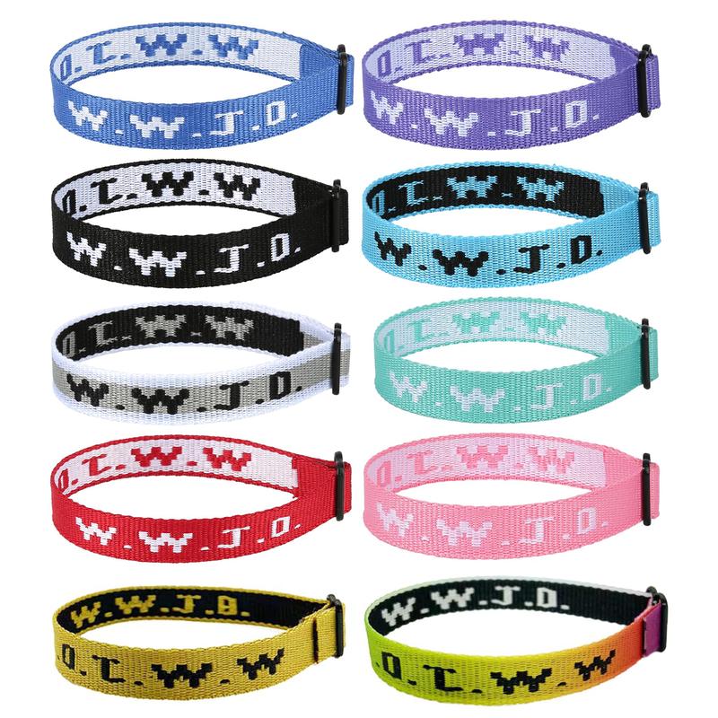 5 10 Pack WWJD Bracelet for Women and Men (Unisex) Christmas Gift for Family - Random Color