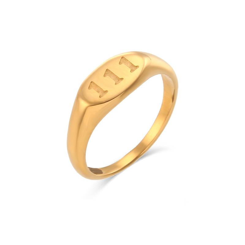 Trendy titanium steel digital number ring number 333 444 999 digital ring ring