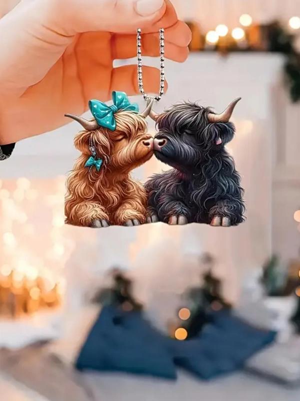 Cute Cartoon Cow Design Hanging Ornament, Acrylic Keychain for Women & Men, Fashion Keychain for Daily Clothing Decor, Trendy All-match & Exquisite Keychain for Birthday Gift