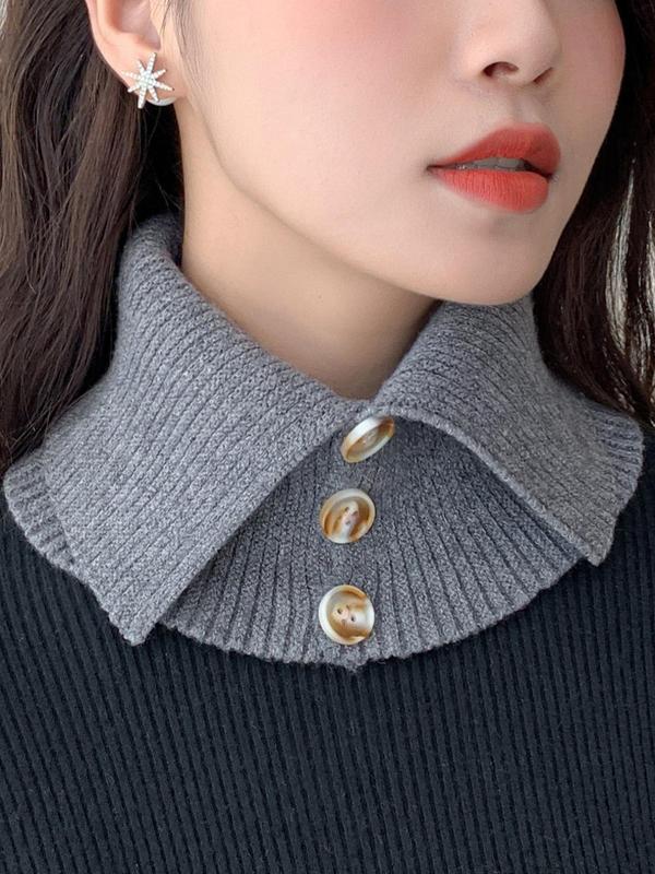 Women's Solid Color Button Decor Dickey Collar, Casual Fashionable Fake Collar for Daily Wear, Fashion Accessories for Women & Girls