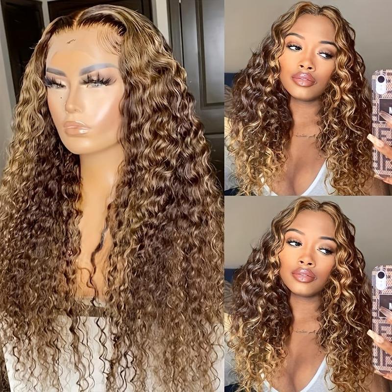 [SALE] Ombre Highlight 13X6 Lace Front Human Hair Wigs 13X4 Lace Frontal Deep Water Wave Human Hair Wigs Wig Honely Blonde Highlight Color Water Wave Lace Frontal Wig