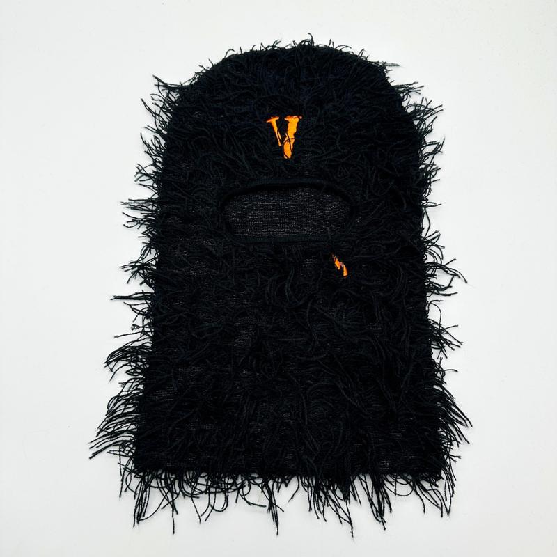 y2k Balaclava Distressed Knitted Ski Mask Warm hats Windproof Mask for Men and Women Windproof and Embroidered with Letter Black y2k beany