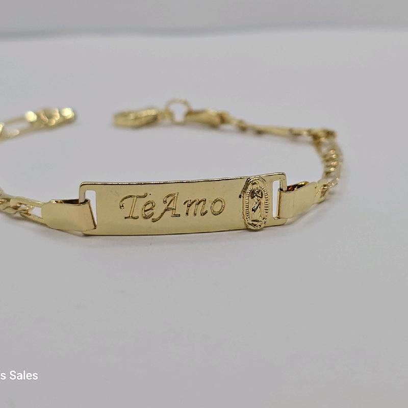 TE AMO WITH VIRGIN MARY id bracelet style figaro gold-plated 8