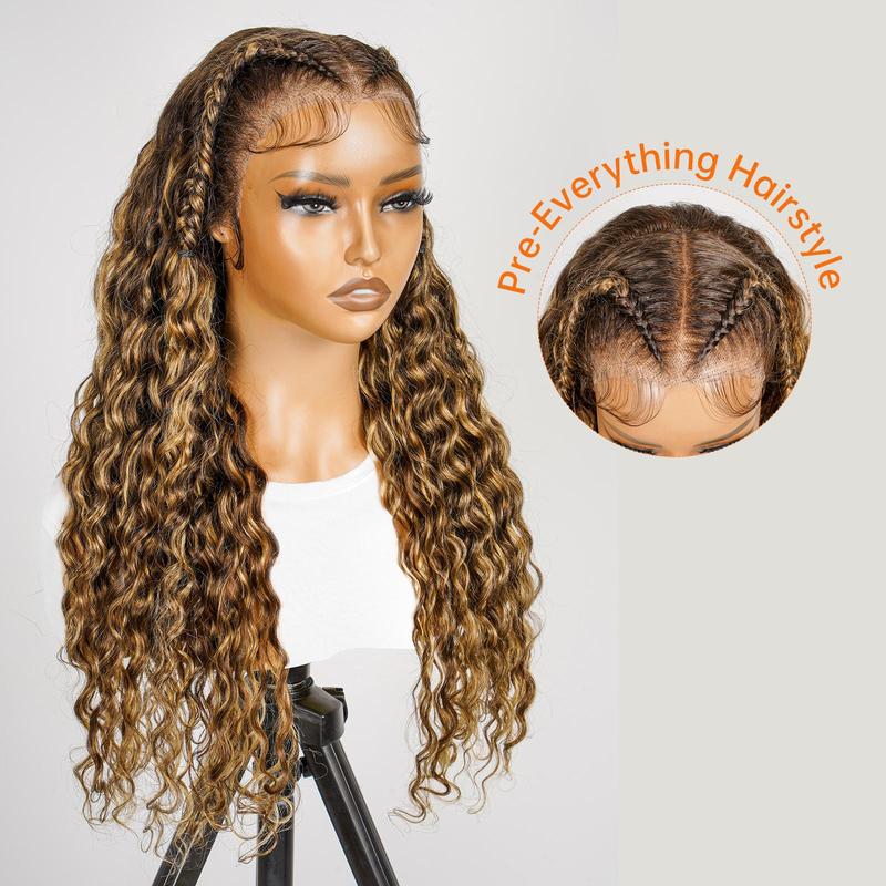 Wiggins Hair 13x6 Highlight P4 27 Colored Stylist Wig Pre Braided Ready To Go Loose Deep Lace Front Wig Pre Cut Lace Human Hair Braided Wig Beginners Glueless Wig