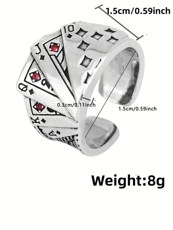 Simple Poker Design Cuff Ring for Men & Women, Fashion Jewelry for Party, Daily Clothing Decor, Trendy All-match & Exquisite Jewelry for Birthday Gift