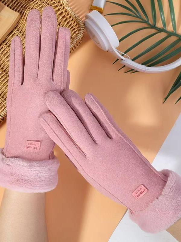 Women's Solid Touch Screen Gloves, Casual Trendy Warm Gloves, Fashionable Gloves for Fall & Winter