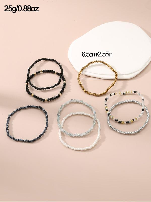 8pcs Simple Fashion Beaded Bracelet, Casual and Versatile Accessories for Women and Men, Fashion Jewelry for Party, Daily Clothing Decor, Trendy All-match & Exquisite Jewelry for Birthday Gift