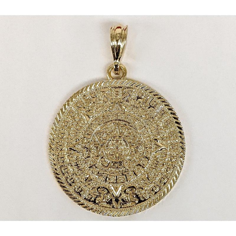 Plated Aztec Calendar Pendant