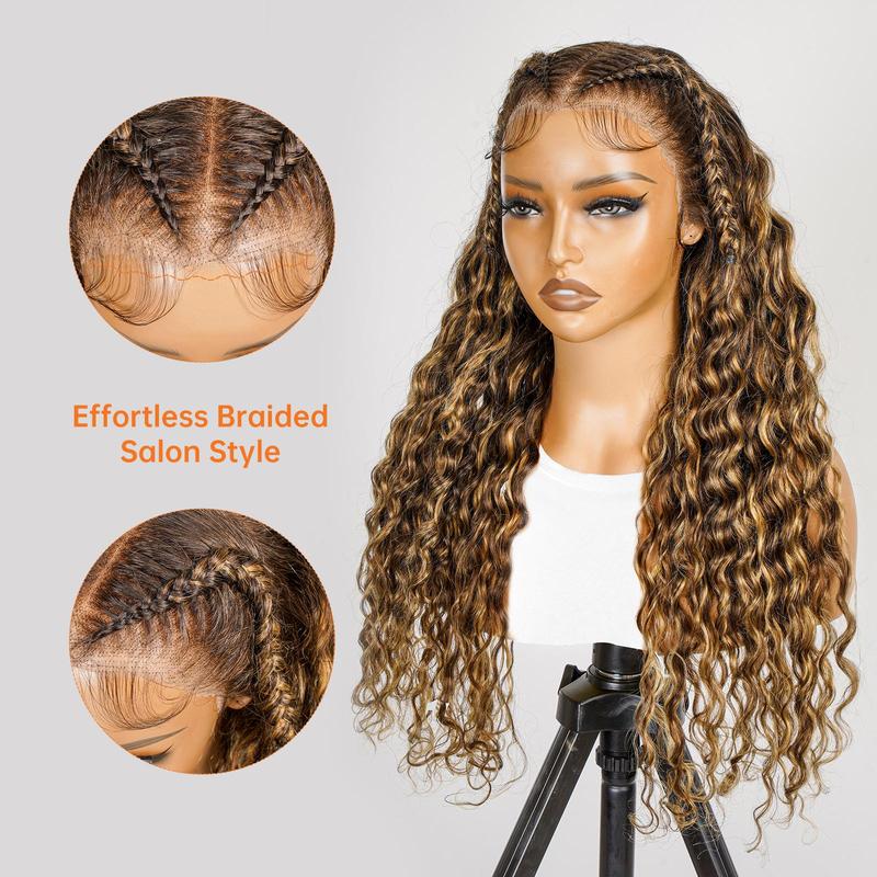 Wiggins Hair 13x6 Highlight P4 27 Colored Stylist Wig Pre Braided Ready To Go Loose Deep Lace Front Wig Pre Cut Lace Human Hair Braided Wig Beginners Glueless Wig