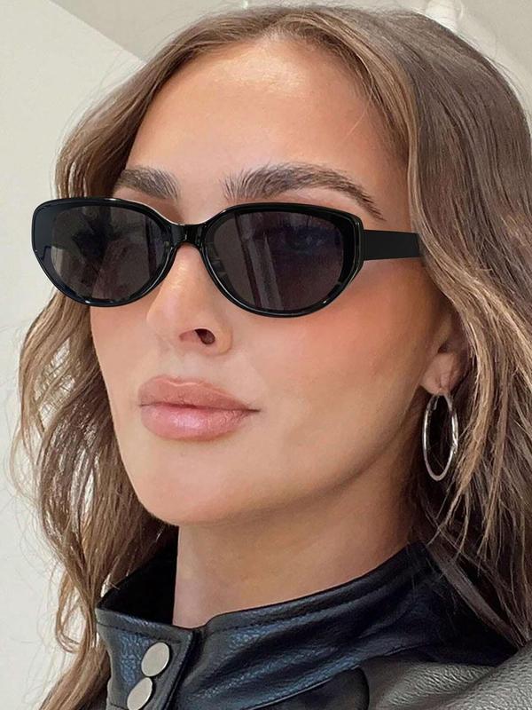 Unisex Simple Style Plain Color Sunglasses, Trendy Casual Cat Eye Frame Sun Protection Sunglasses for Everyday Use, Fashion Accessories for Outdoor Activities