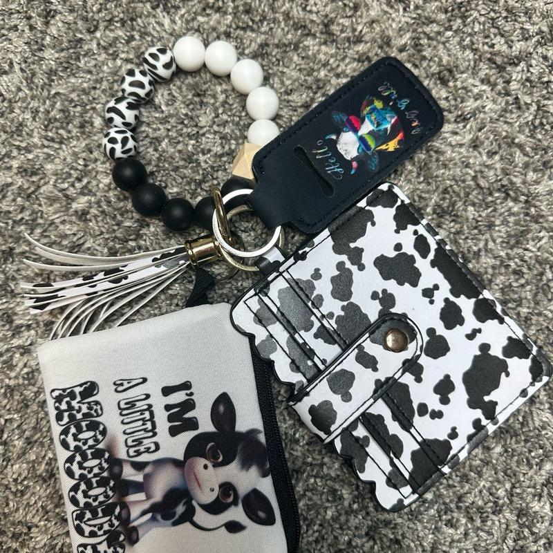 Cow Print Wallet Keychain - Stylish and Practical Accessory for Keys and Cards perfect gift beaded keychains chic gorgeous keychain gift